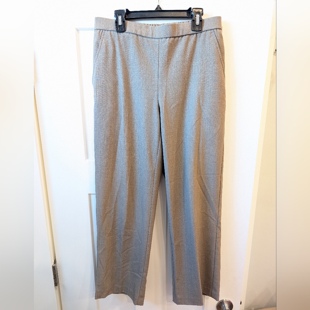 Kim Rogers Petite Elastic-Waist Pants in Taupe